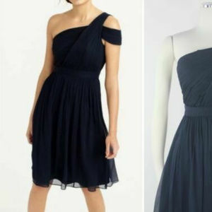 New J Crew Xs 2 cara Navy Blue Silk dress